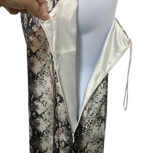 GIANNI BINI Snake Print Slip Midi Dress Spaghetti Strap V Neck Women Size Medium - Picture 5 of 10